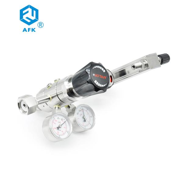 Dual Stage CO2 Gas Pressure Regulator 4500psi With Diaphragm Valve / Flowmeter