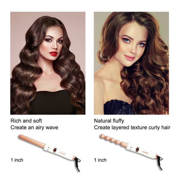 Interchangeable Ceramic Barrel Hot Hair Tool , 50HZ Hair Curler Wand Set
