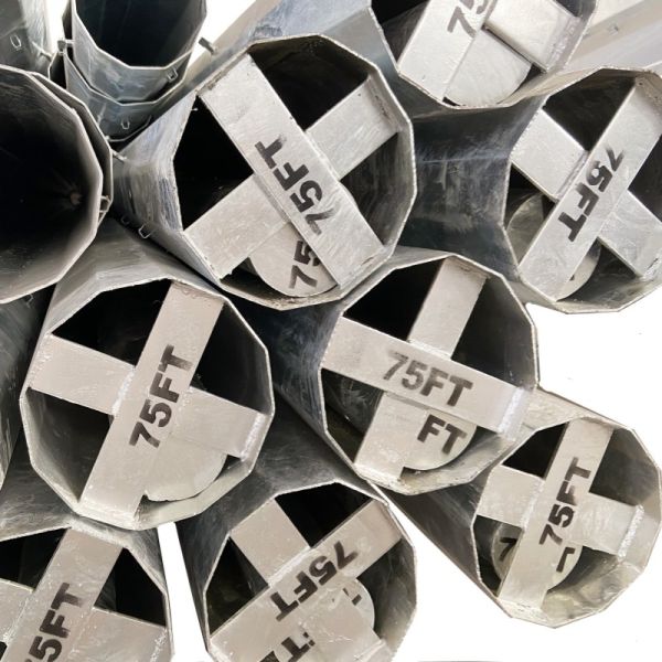 Polvo de transmisión de acero poligonal de 75FT 69KV Filipinas Polvos de acero industrial galvanizados