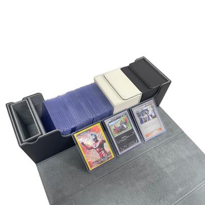 Caixa de cartas de baralho super grande 400+ MTG com bandeja de dados couro PU