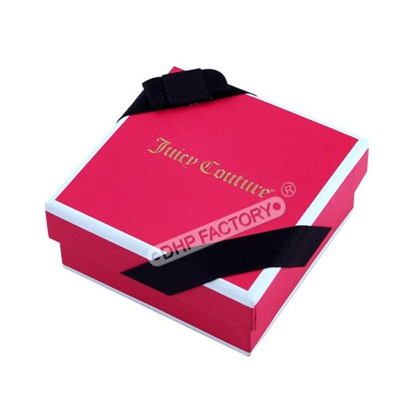 2 Piece Custom Paper Jewelry Boxes  Cardboard Jewelry Boxes With Black Ribbon