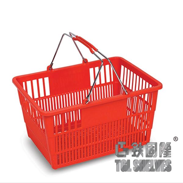 Cesta plástica vermelha do mantimento, cesta de mão 35×25×18.5cm do supermercado