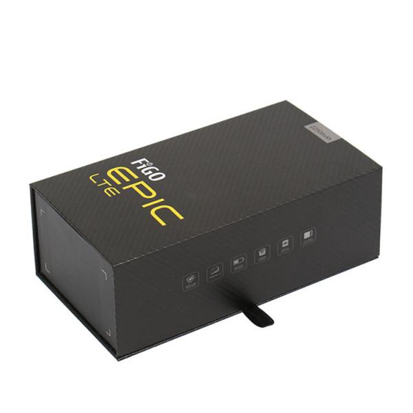 Magnetic Flap Closure Rigid Cardboard Luxury Black Packaging Gift Box With Paper Tray