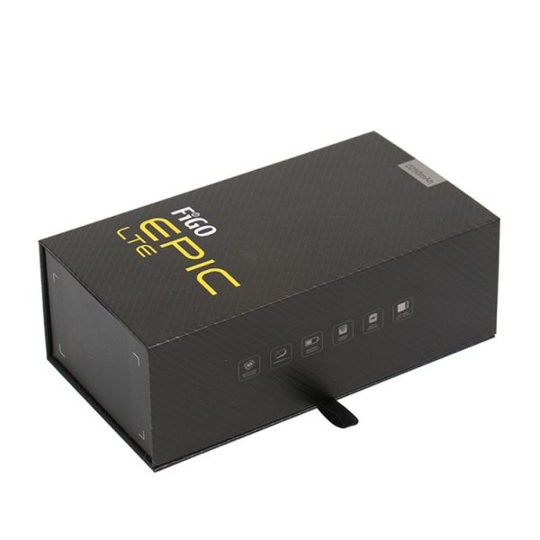 Magnetic Flap Closure Rigid Cardboard Luxury Black Packaging Gift Box With Paper Tray