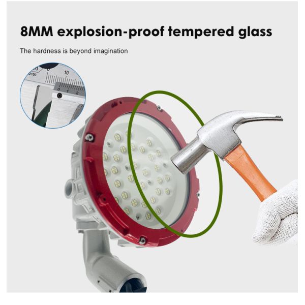 100-110 мм светодиодные взрывозащитные осветительные устройства 8 мм Атекс светильники закаленное стекло