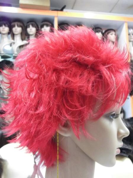 Body Wave Short Synthetic Human Hair Full Lace Wigs With Bang , Pink Colored