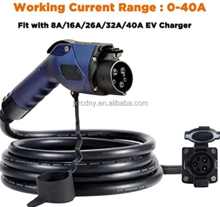 RDC 16A 32A 80A 5M Charging Cable Female Plug To Type1 Male Socket EV Charging Connector