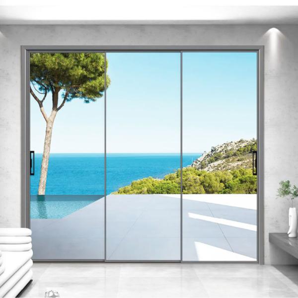 Porta deslizante de elevador de alumínio de design moderno com espessura de parede de 1,4 mm e vidro duplo