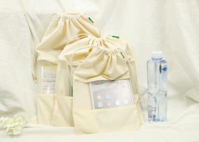 Drawstring Cotton Mesh Bag , Natural Color Cotton String Shopping Bag Large Loadability