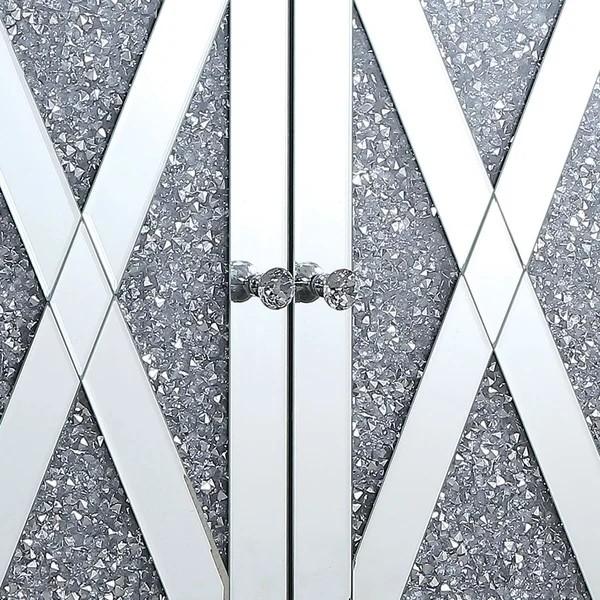 Sparkly 2 door mirrored hallway cabinet crushed diamond side board for living room