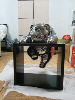 Mirror Abstract Garden Panda Statue , Window Climbing Welded Animal Sculptures