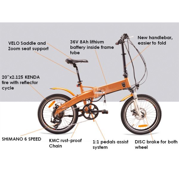 20.0kgs 20 Inch Folding Electric Bike 350W BAFANG Rear Motor Road Tire