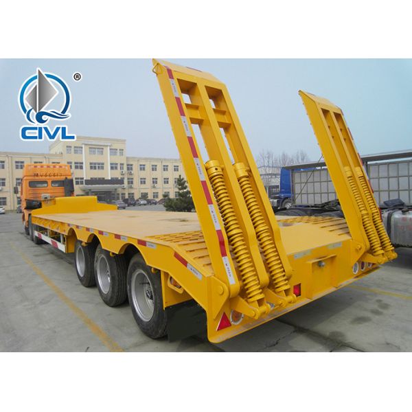 70 Ton Heavy Duty 3 Axles Stonger Low Bed Truck Trailer For Machinery Transport