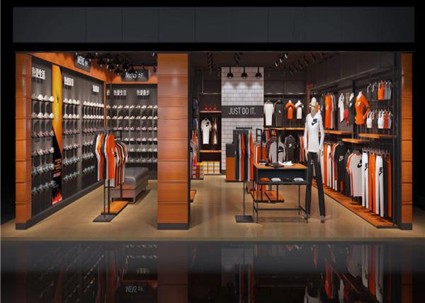 Custom Materials Wall Mounted Clothes Rail , Sport Clothing Racks For Stores