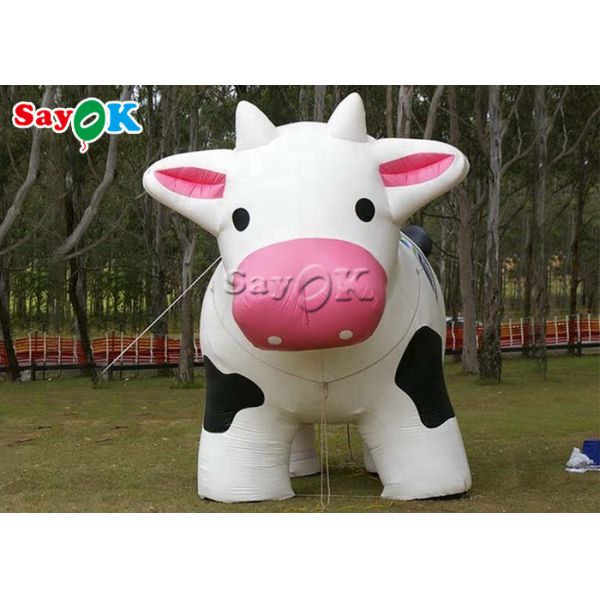 Blow Up Cartoon Characters PVC Tarpaulin Lifesize Inflatable Milk Cow For Farm Decoration