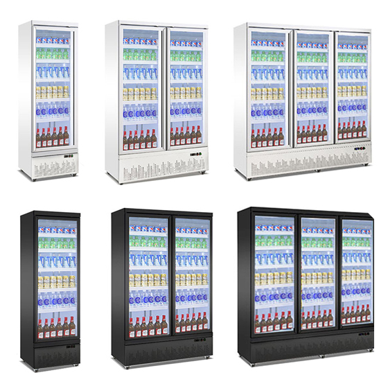 LED Light Drink Beverage Chiller Upright Cold Drink Refrigerator For The Supermarket