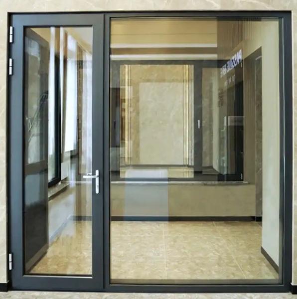 Portas de revestimento de vidro duplo de alumínio acabado para edifícios comerciais e escritórios