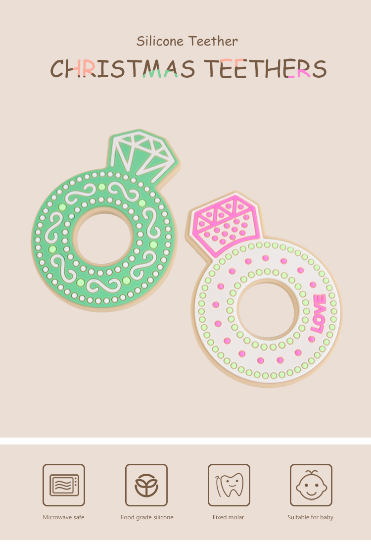 Младенец Teether силикона диаманта мультфильма, не токсические кольца прорезывания зубов силикона
