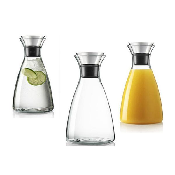 35oz Borosilicate Glass Pitcher With Lid , Silicone Flip Top Lid Insulated Water Carafe