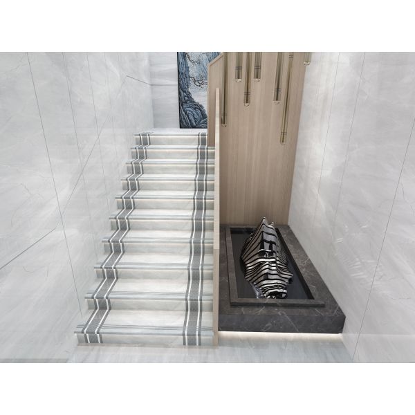 High Glossy Stair Ceramic Tiles Staircase Carrara White Porcelain Tiles