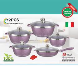 Cheap Cast 12 PCS Medical Stone Cooking Pot Set Dessini Non Stick Cookware Set Ollas Aluminum Induction Cookware Sets