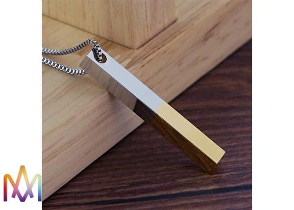 Mylongingcharm Mix Color Cuboid Bar Pendant Mens Engraved Necklace