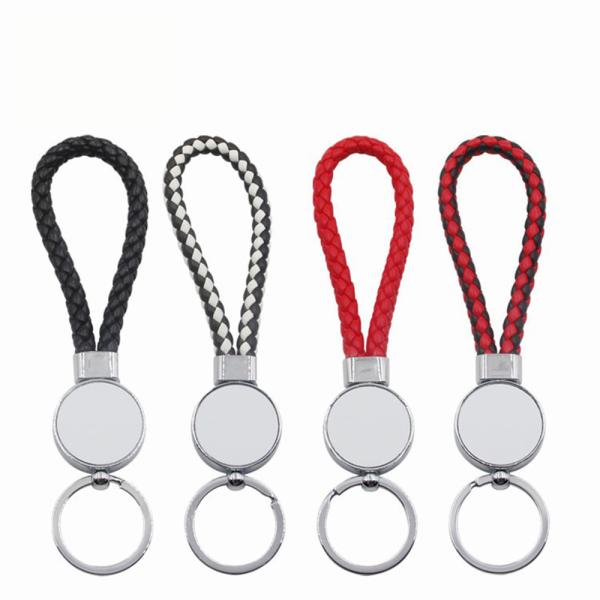 Des porte-clés de sublimation en blanc pour voiture avec des cordes tissées à la main Sublimation Cadeaux personnalisés pour l'impression de photos