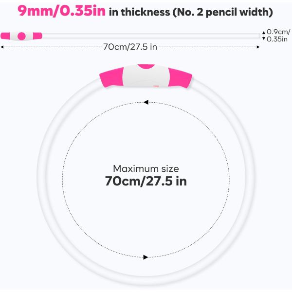 USB Rechargeable Waterproof Dog Collar for Night Walking and Training Solid Pattern