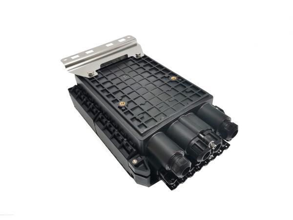 IP68 16Ports Fiber Cable Joint Box , Black PP Fiber Optic Enclosures Outdoor