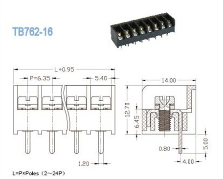 блоки промышленного барьера 300V 15A терминальные с прямоугольным входом провода