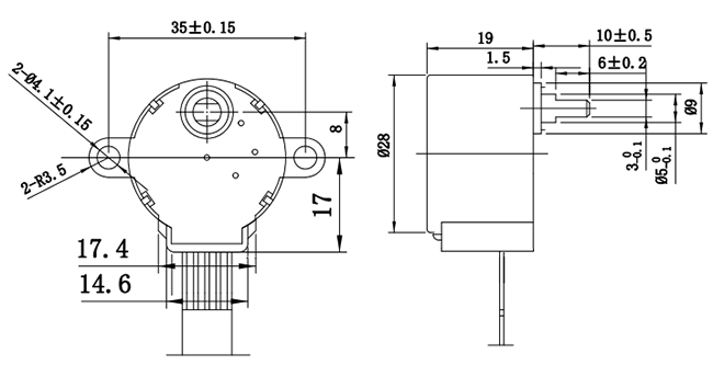 коэффициент 64:1 4 участков 28BYJ48 28mm униполярный зацепил мотор редуктора шагая
