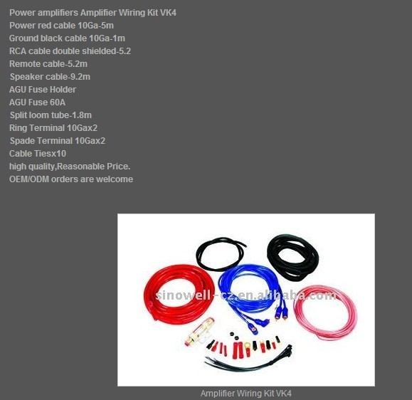 5meter Power cable OEM Blister Gift box Packgae 10 GA Car Audio Amplifier Wire Kit with 60A AGU Gold Fuse Holder