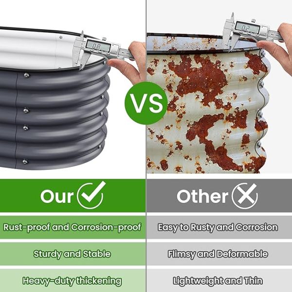 Rustproof 9.4X2X0.7FT Galvanized Steel Oval Raised Garden Bed For Growing Fresh Veggies