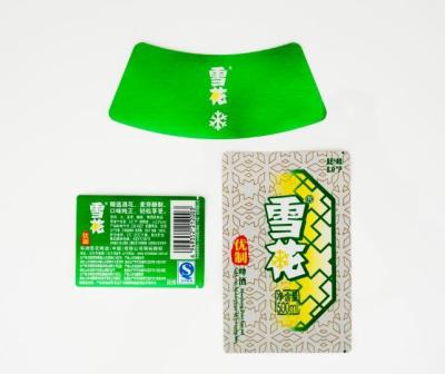 Custom Printed Self Wet Strength Adhesive Paper Beer Label metallized paper  beer label,aluminum beer neck label foil
