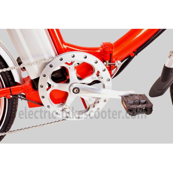 Red Citizen Lightweight Electric Folding Bike 20 Inch 36V 250W V Brake