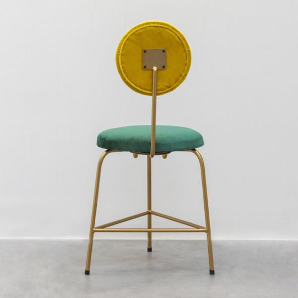 Velvet Multi Colored Upholstered Dining Chairs Metal Frame With Triangle Legs