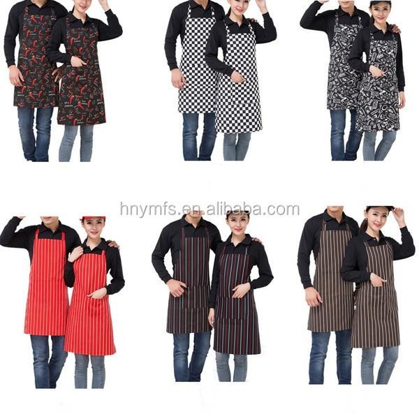 apparel factory custom yarn dyed stripe and dying strip bib cooking kitchen chefs apron