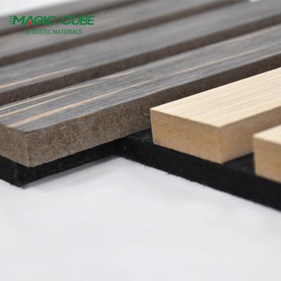 Fireproof E1 MDF Acoustic Slat Wood Panels Black For Wall Soundproofing