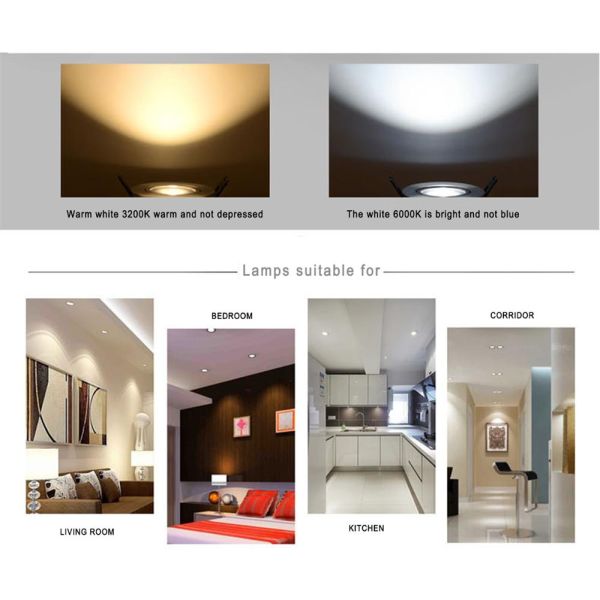 Warm White Indoor LED Downlights 7w Aluminum Lamp Body For Indoor Wall Cabinet