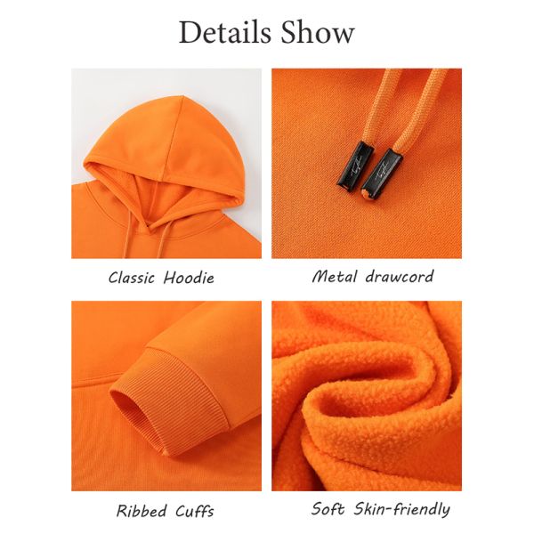 350g Thick Fleece Men Pullover Hoodies Winter Warm Sweatshirt With Hat