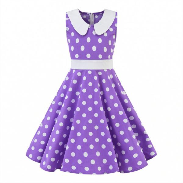 Girls Show Skirt Polka Dot Flower Doll Collar Retro Summer Children'S Clothing