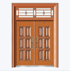 China Suppliers Luxury Front Security Exterior Doors Deep Embossing Double Leaf Panel Entry Front Steel Door for House with Smart Lock