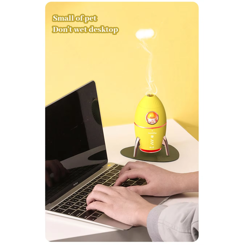 Mini Low Noise Ultrasonic Air Humidifier Aromatherapy Room Humidifier Rocket Shaped