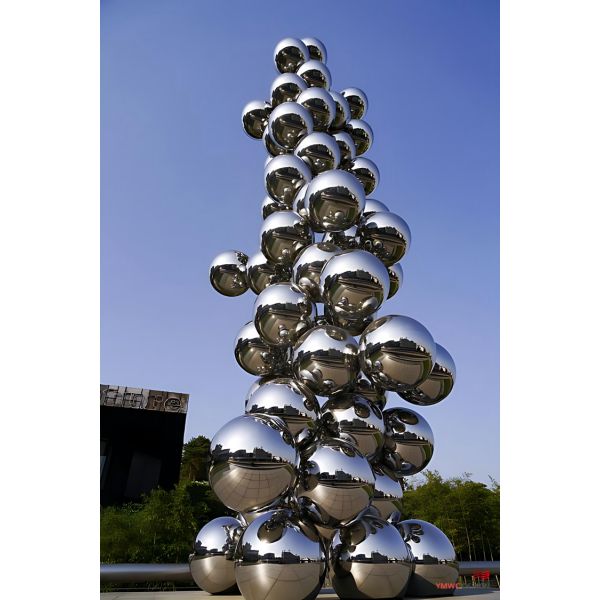 1 Color Print Method Sculpture with Stainless Steel Metal Balls and Mirror Technology