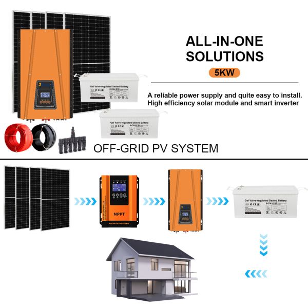 GEL Battery 5kw Complete Off Grid Solar Power Kits CE Rhos Fcc Certified