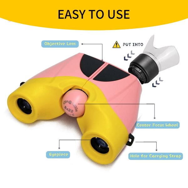 Kids Gift Shockproof 8X21 Compact Waterproof Binoculars For Bird Watching