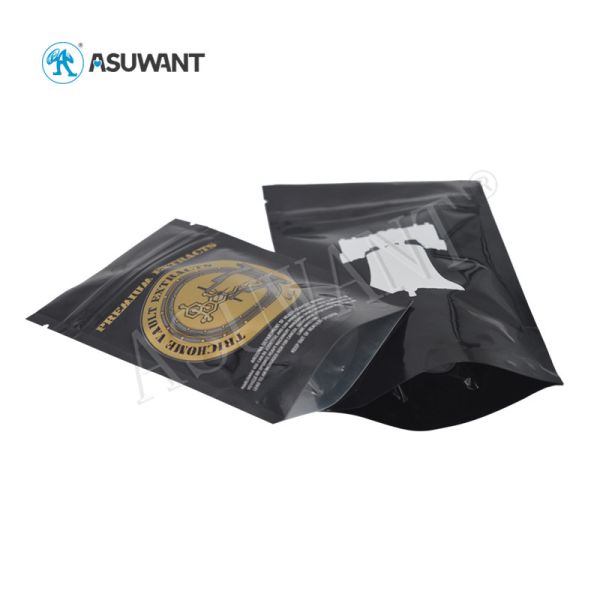 Reusable Clear Mylar Black Stand Up Pouch Zip Smell Proof Food Container Bag
