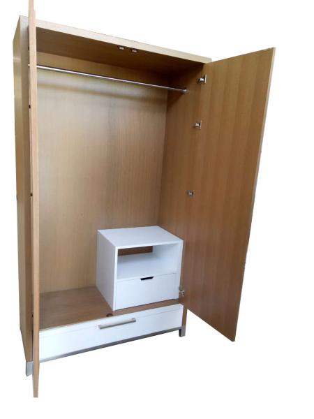 Metal Base 2 Door Wooden Hotel Room Wardrobe / Closet With Drawers ISO Listed