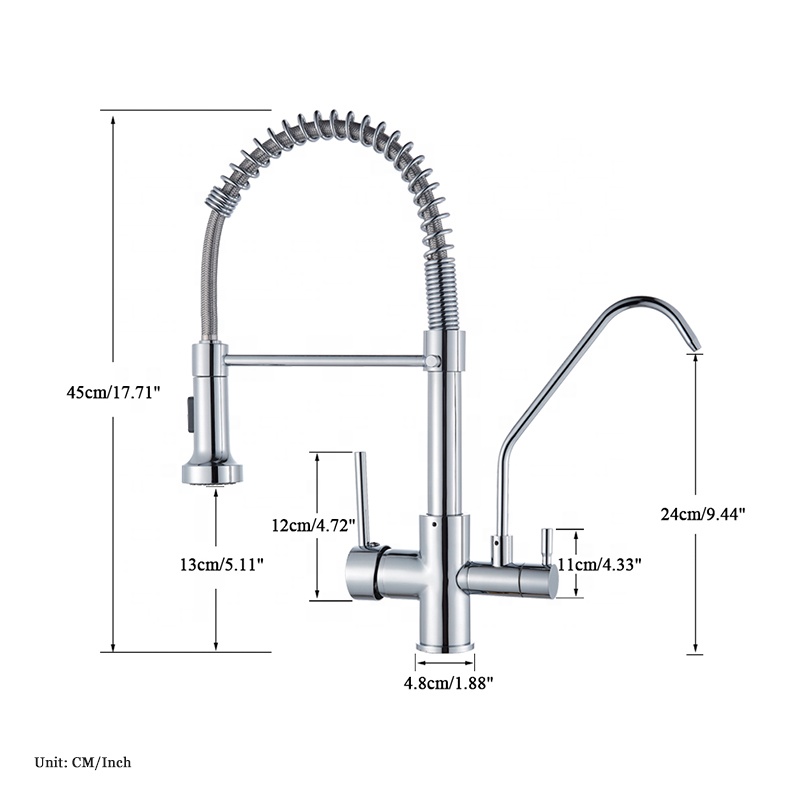 Трехсторонний умный Faucet кухни 2,2 GPM 80 PSI черноты и цвета никеля