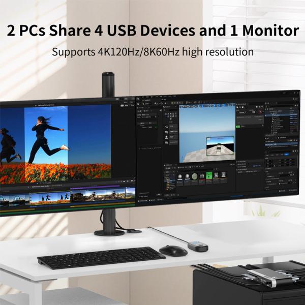Commutateur KVM USB C sortie de moniteur double DisplayPort avec 4 ports USB 2.0 HUB